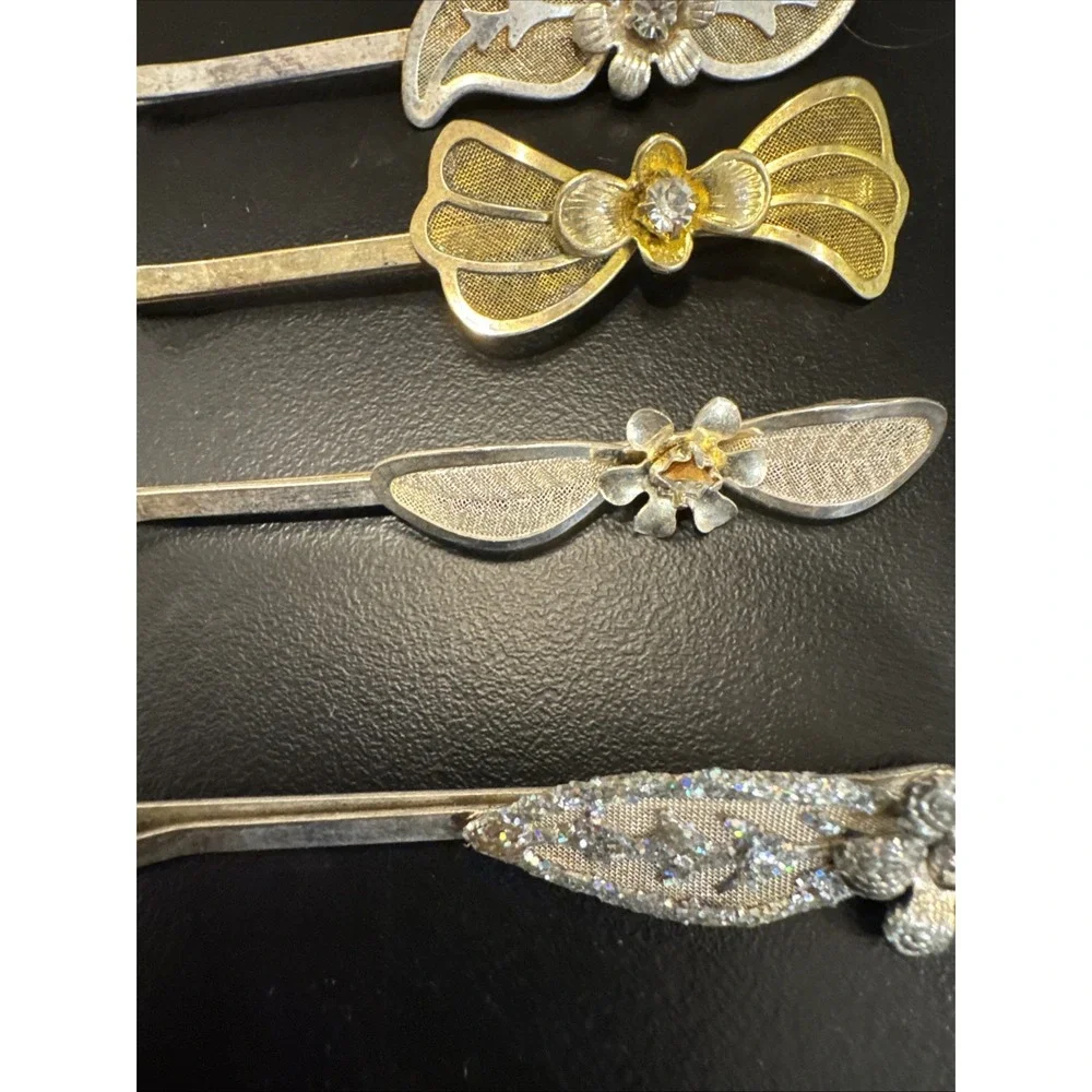 Vintage‎  Hair Accessories Lot Bobby Pins Flowers Bow Leaves  Rhinestone